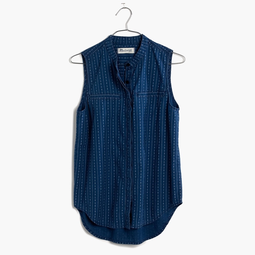 Madewell Indigo Stripe Sleeveless Shirt